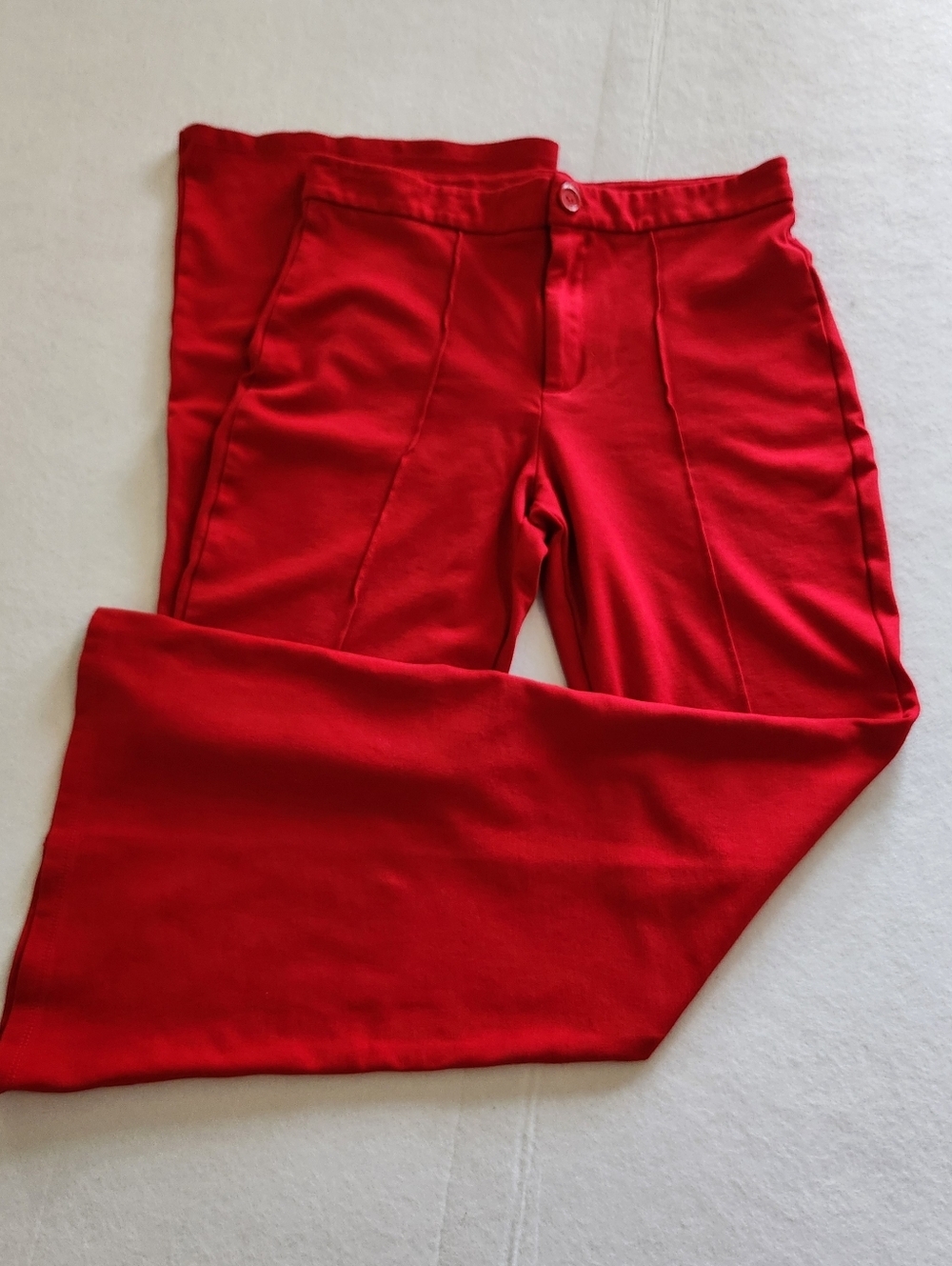 AKIRA Chicago Red Ponte High Waisted Flare Knit Pants Size Large